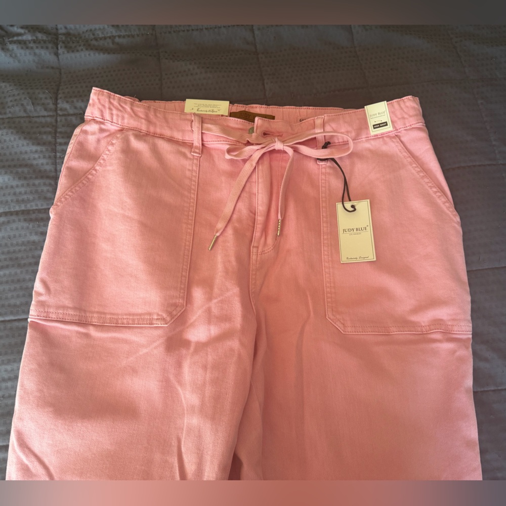 NWT Judy Blue Women’s High Rise  Pink Elastic/Tie Waist Jogger Pants Size 18W - Picture 2 of 8